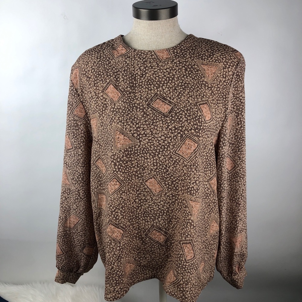 VTG classic directions blouse geo print 12 Large